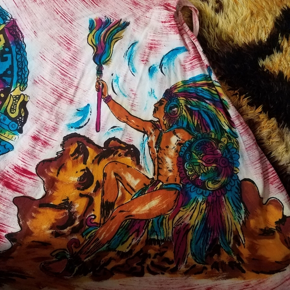 SOLD 1940s 40s Skirt Vintage Mexican Hand Painted Large - Picture 3 of 9